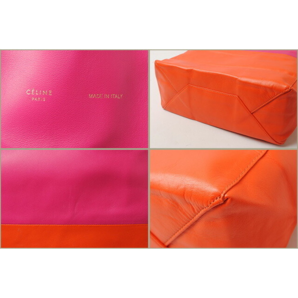 Celine Bi Cabas Tote Bag Hibiscus Orange Calfskin great - Picture 3 of 7